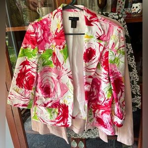 Gorgeous multi colored (bright) blazer with pockets. Barely worn. Size 10.